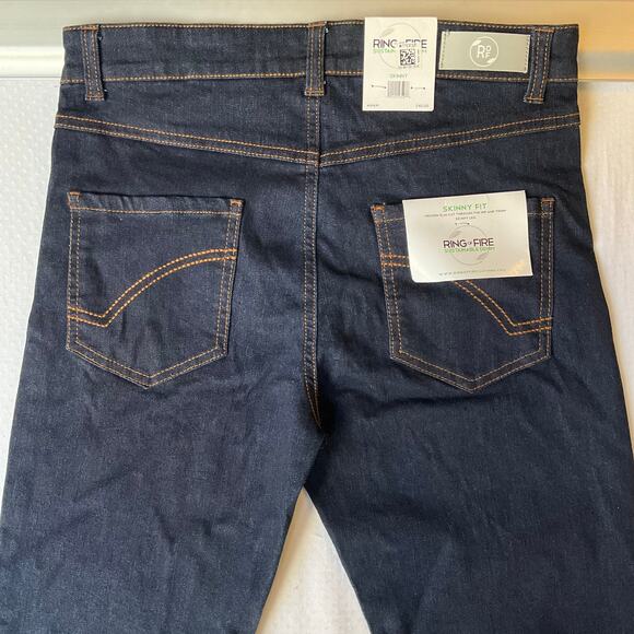 Ring of Fire Kid Skinny Jeans size 18 Dark Blue Mid Rise Stretch Boot Cut NWT - Picture 10 of 11